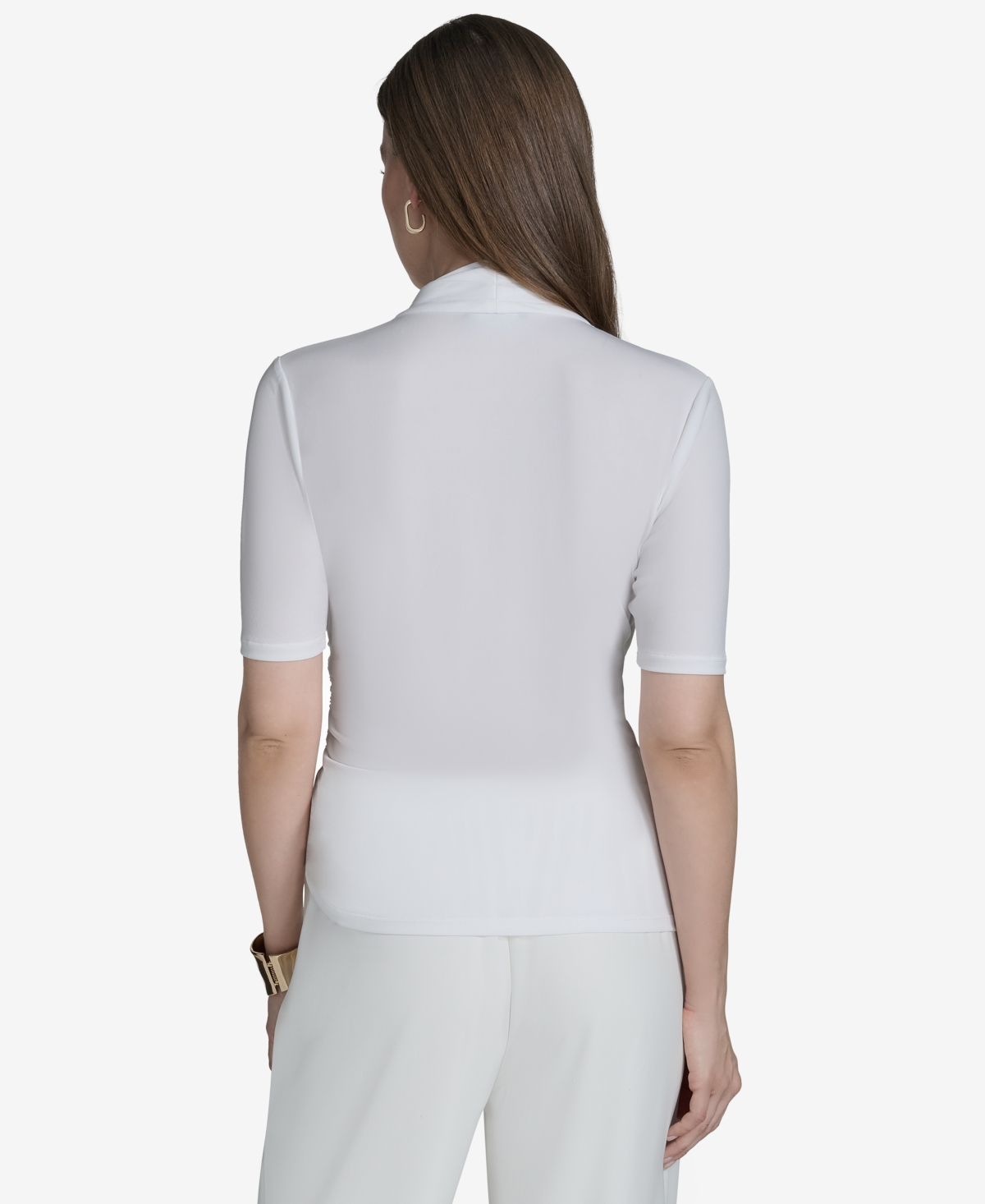 Shop Halston Women's Ruched Faux-wrap Top In White