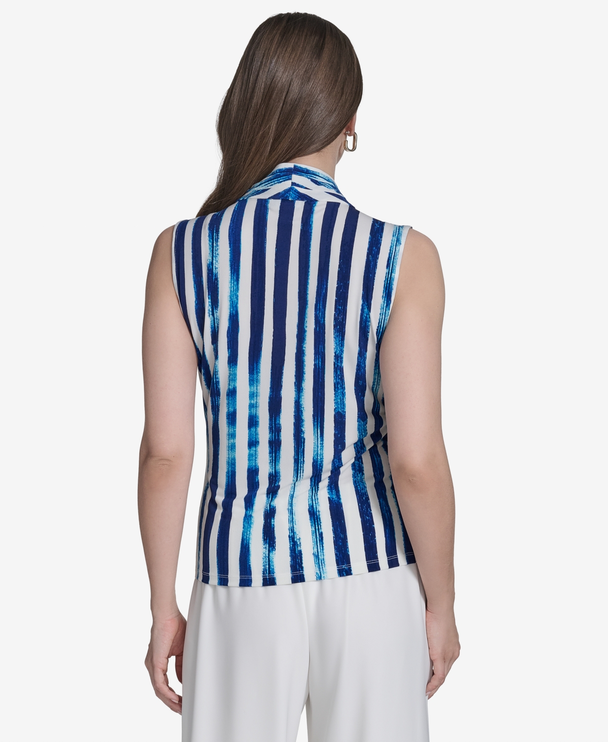 Shop Halston Women's Striped Sleeveless Top In Watercolor