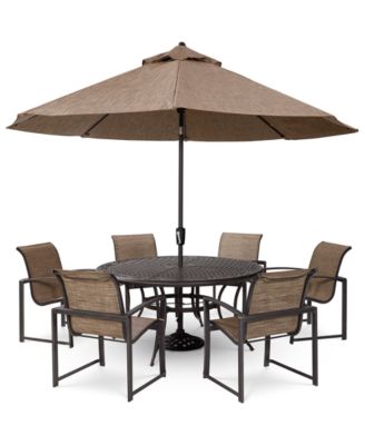 Wythburn Outdoor Dining 7pc Set (60" Round Table & 6 Sleek Sling Dining Chairs)