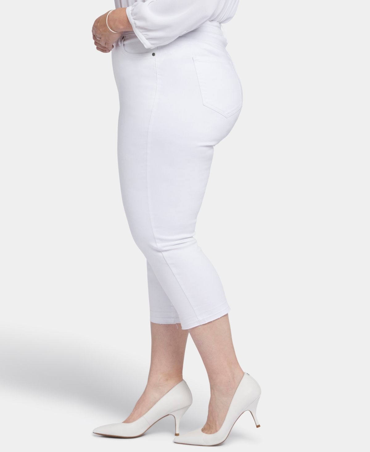 Nydj Chloe High Waist Release Hem Capri Jeans In Optic White