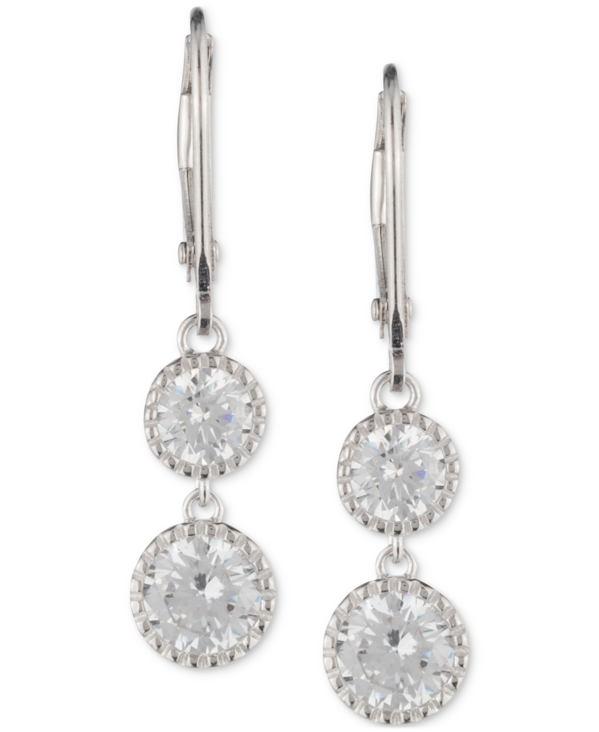 Ralph Lauren Sterling Silver Cubic Zirconia Double Drop Earrings