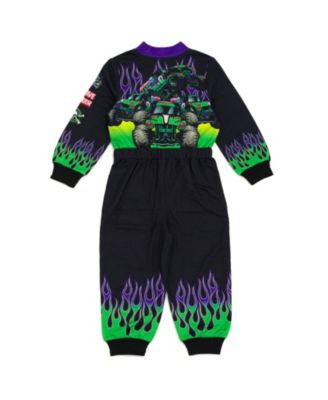 Toddler Boys Grave Digger French Terry Racing Zip Up Coverall to