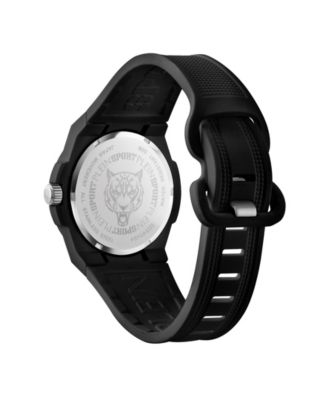 Men's Laserstrike Three Hand Quartz Black Silicone Strap Watch, 42mm