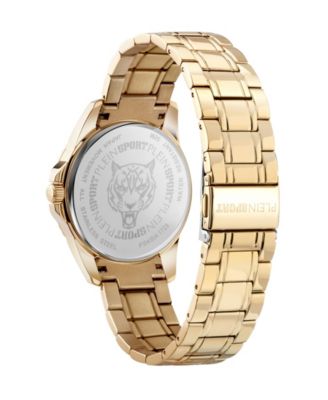 Women's Glam Three Hand Quartz Ion Plated Yellow Gold Bracelet Watch, 40mm