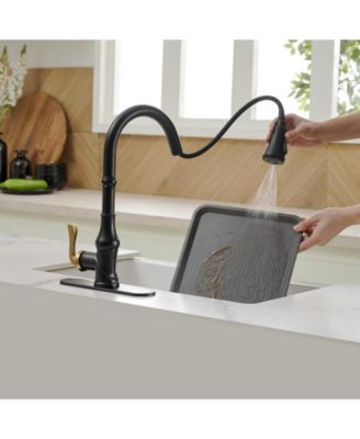 Single-Handle Pull-Down Sprayer and 3 Spray Modes High Arc Kitchen Faucet