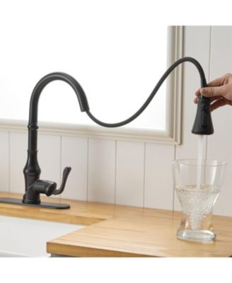Single-Handle Pull-Down Sprayer and 3 Spray Modes High Arc Kitchen Faucet