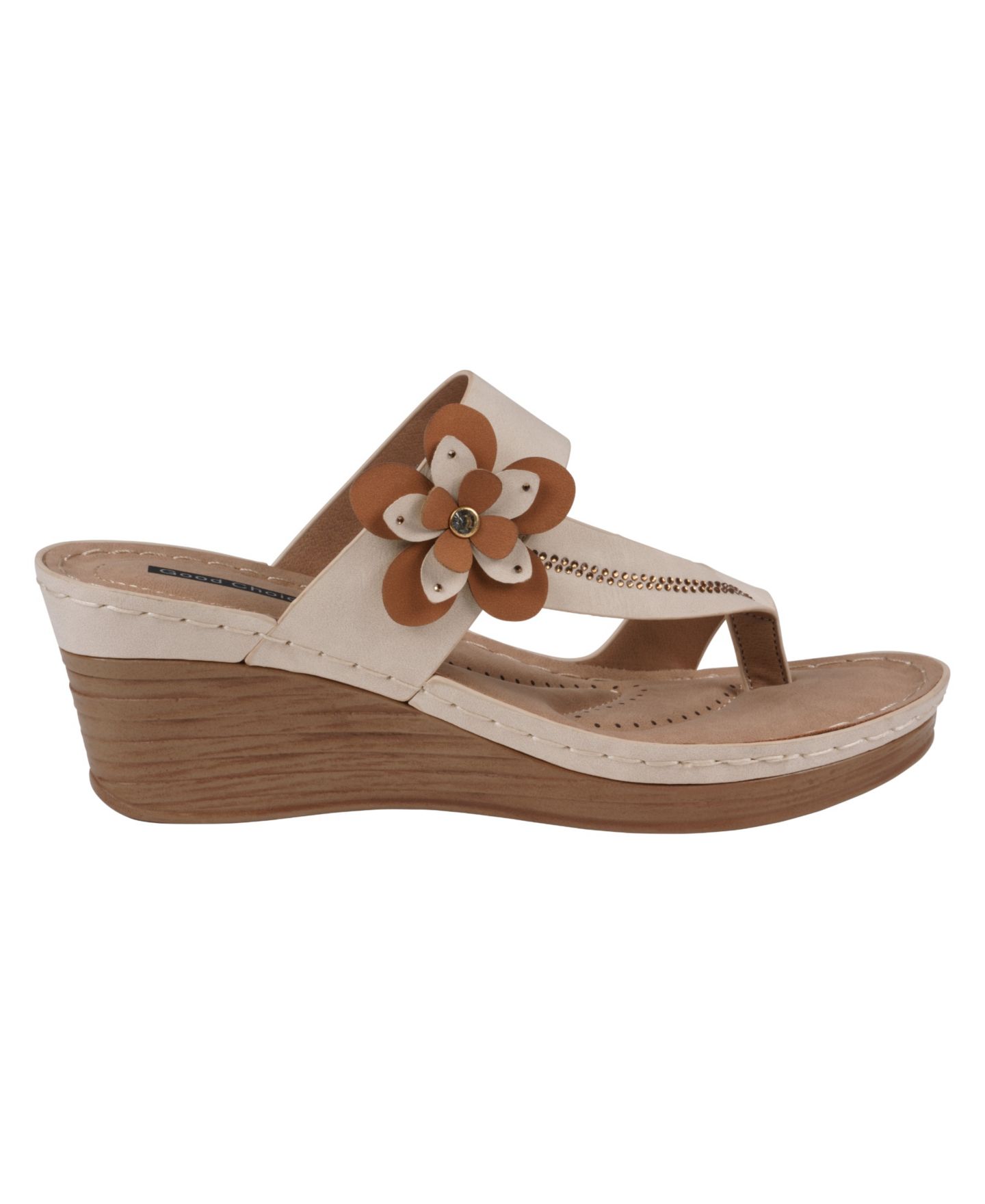 Женские сандалии GC Shoes Taryn Floral Wedge, цвет: Бежевый — фото 2