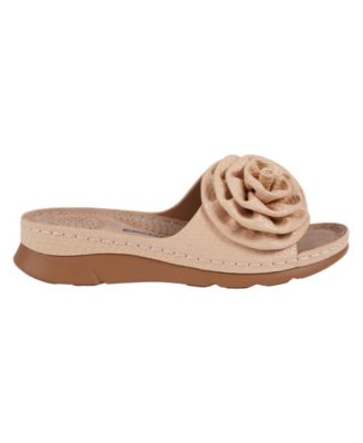 Women's Honey Flower Rosette Flat Sandals