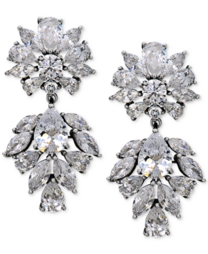 UPC 639268033378 product image for Nina Silver-Tone Multi-Crystal Drop Earrings | upcitemdb.com