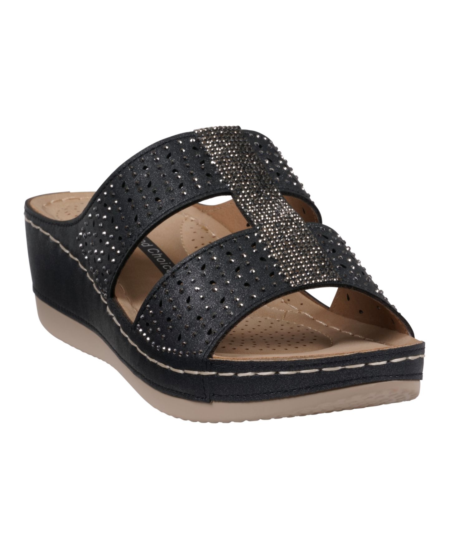 Женские сандалии GC Shoes Carrie Embellished Wedge, цвет: Чёрный — фото 1