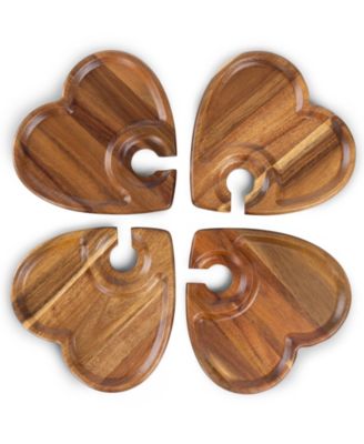 Heart Shaped Wine Appetizer Plates, Set of 4