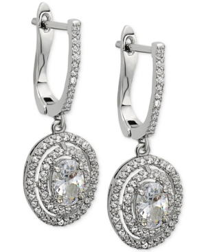 UPC 639268033439 product image for Nina Silver-Tone Crystal Pave Halo Drop Earrings | upcitemdb.com