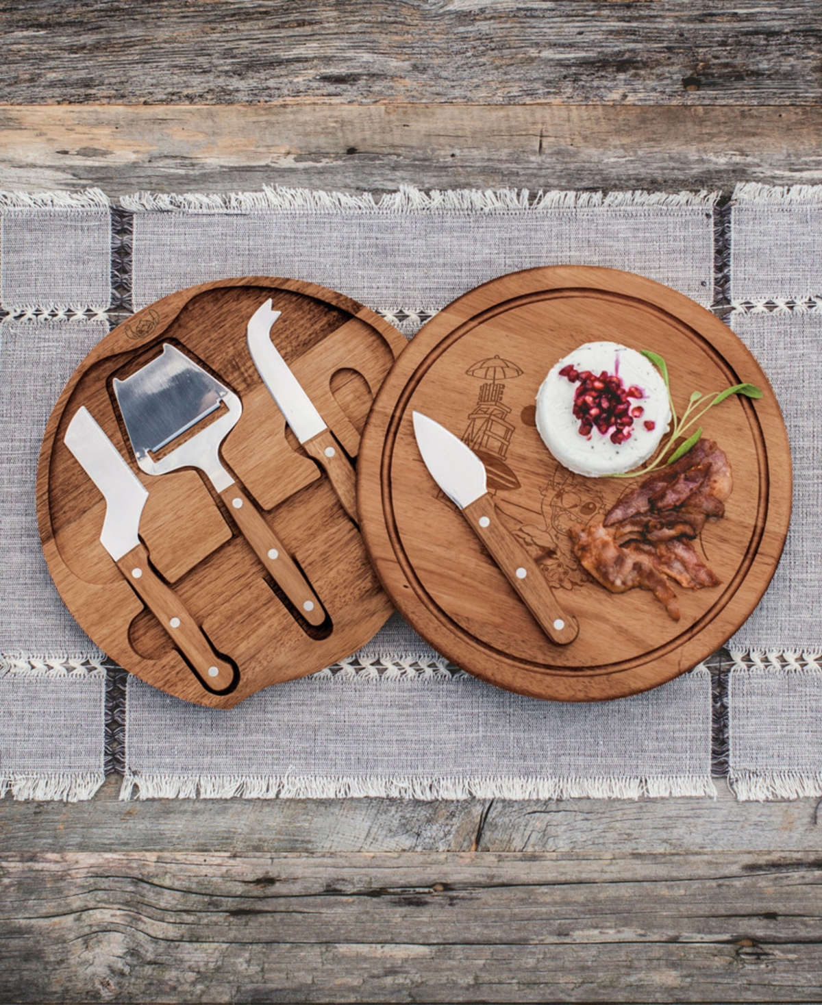 Toscana Disney Lilo Stitch Acacia Circo Cheese Cutting Board And Tools Set In Brown