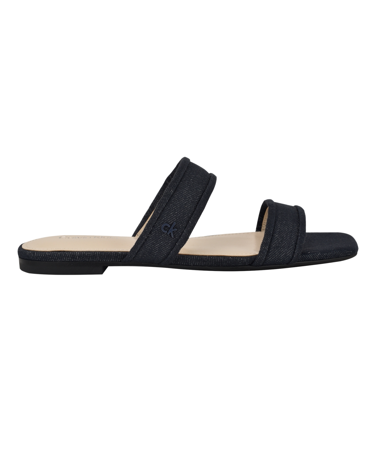 Calvin Klein Felisa Two-strap Sandal In Dark Blue Denim