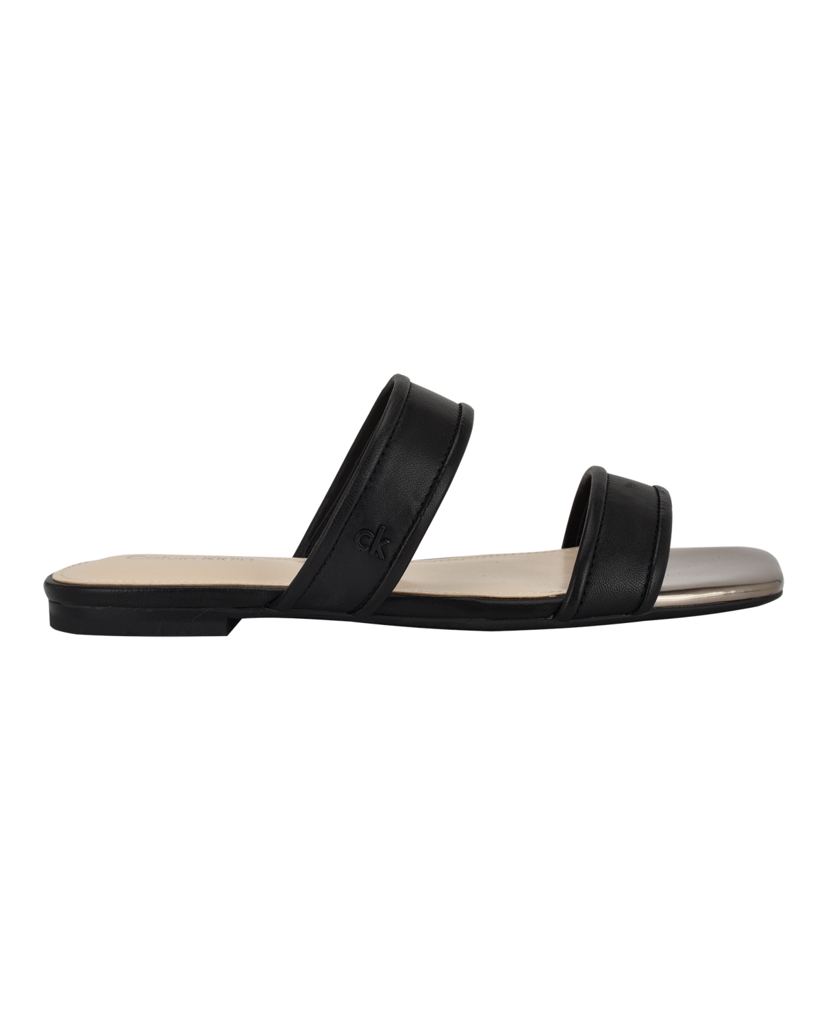 Calvin Klein Felisa Two-strap Sandal In Black Leather