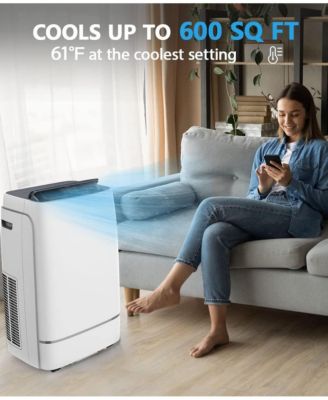 13000 BTU 4-IN-1 Portable AC, 24H Timer, 600sq.ft, <53dB, Quiet, Stand Up