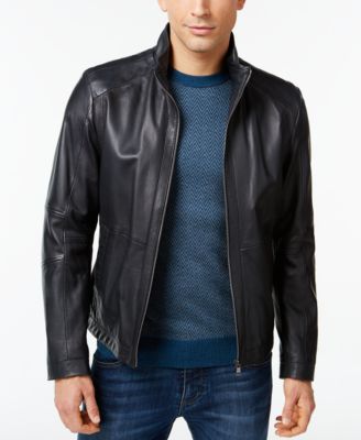 hugo boss blue leather jacket