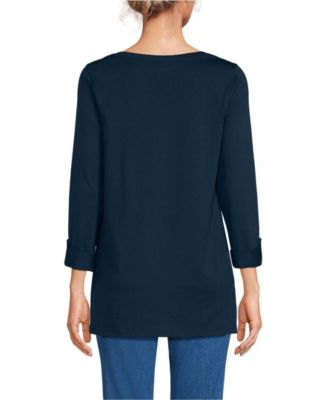 Women's Supima Cotton Adjustable 3/4 Sleeve Boatneck Tunic