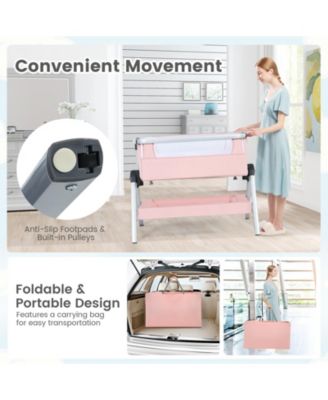 Baby Bassinet Bedside Sleeper with Storage Basket and Wheel for Newborn