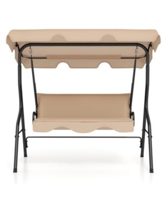 3 Seat Outdoor Patio Canopy Swing with Cushioned Steel Frame - Macy's