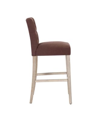 29" Upholstered Linen Fabric Tufted Bar Stool Chair