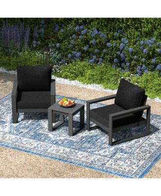 Outdoor Modern 3-Piece HDPE Patio Sofa Set with Side Table