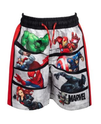 Boys Marvel Spider-Man Captain America Hulk Iron Man Pullover Rash Guard & Swim Trunks Outfit Set to