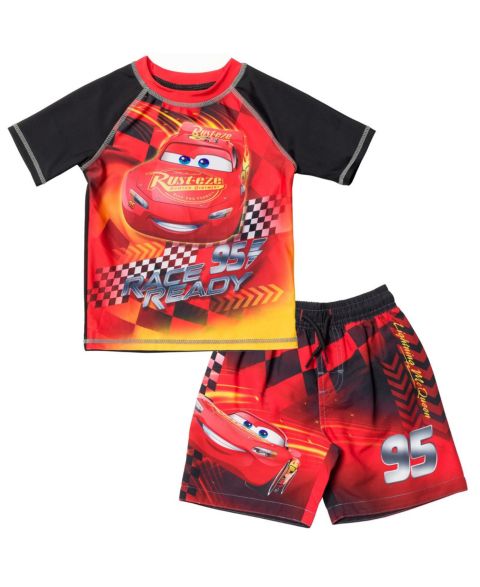 Купальники Cars Toddler Boys Disney Pixar Lightning McQueen Rash Guard and Swim Trunks Outfit Set