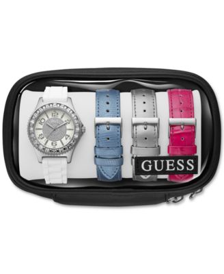 GUESS - Women's White Strap Watch & Interchangeable Straps Set 40mm U0714L1