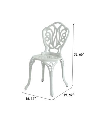 Patio Dining Chair Set of 2, Cast Aluminium Outdoor Chairs Outdoor Bistro Chairs, White