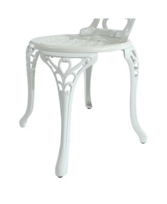 Patio Dining Chair Set of 2, Cast Aluminium Outdoor Chairs Outdoor Bistro Chairs, White