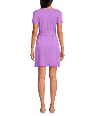 Women's Short Sleeve Cotton Modal Wrap Above the Knee Dress