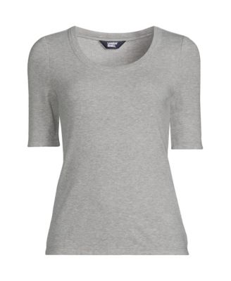 Women's Drapey Rib Fitted Elbow Sleeve Scoop Neck Tee