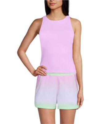 Women's Tugless High Neck Strappy Back Tankini Swimsuit Top