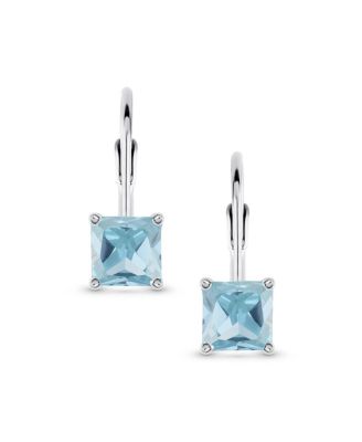 Classic Cubic Zirconia Square Princess Cut Solitaire Square CZ Lever back Earrings Gold Plated .925 Sterling Silver
