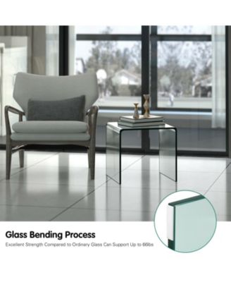 18 x 18 x 16 Inch Tempered Waterfall End Table with non-Slip Pad