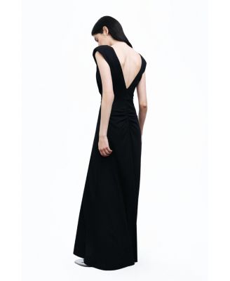 Women's Padded Shoulder Maxi Dress