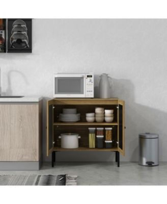 Kitchen Sideboard with 2 Rattan Doors and Adjustable Shelf