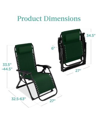Oversized Zero Gravity Chair, Folding Recliner w/ Removable Cushion, Side Tray