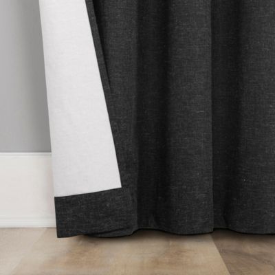 Treviso Linen Blend Magnetic Closure 100% Blackout Back Tab Curtain Panel