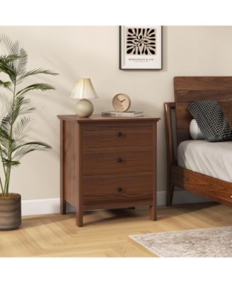 3-Drawer Nightstand with Wooden Finish for Bedroom
