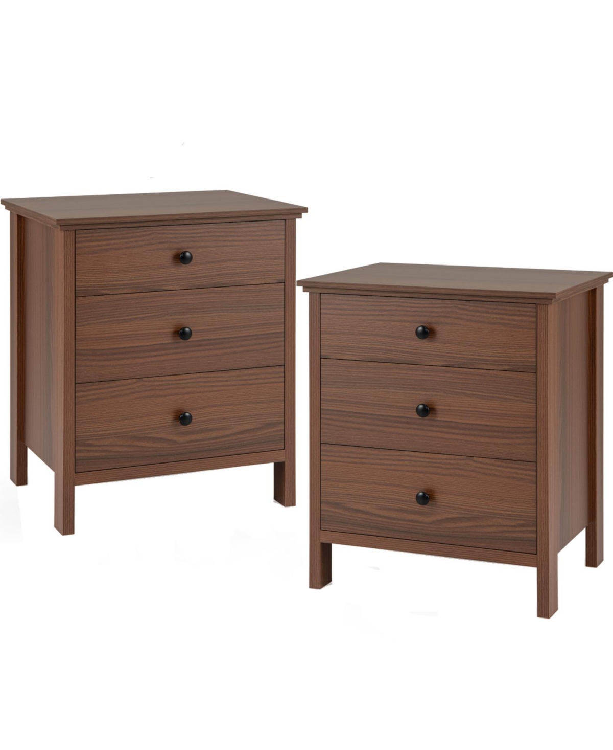 3-Drawer Nightstand with Wooden Finish for Bedroom - Brown