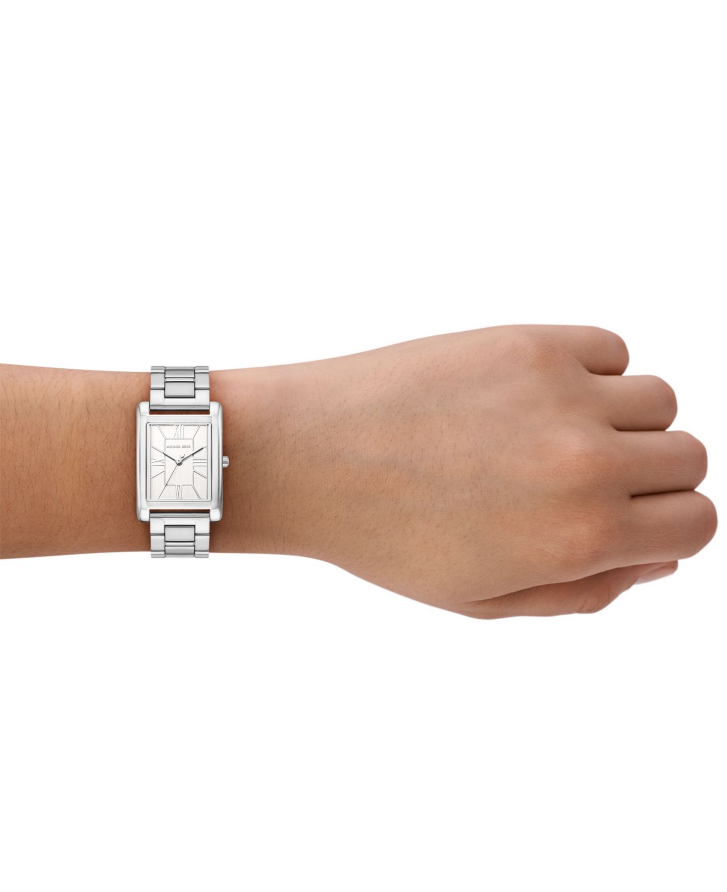 Женские часы Michael Kors Essex Silver-Tone Stainless Steel Watch, 26x36mm — фото 4