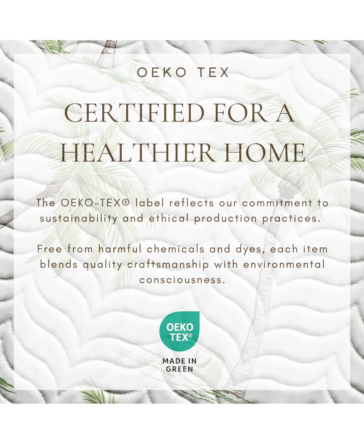 Linery & Co. 3-Piece Tropical Palm Sitched Quilt Set with Shams