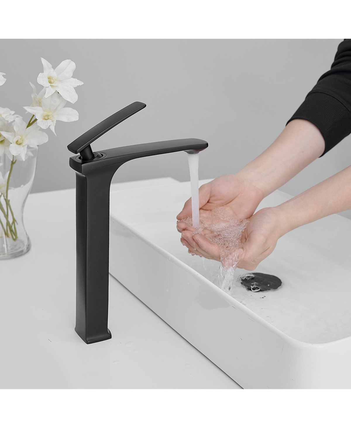 Single Hole Handle Bathroom Vessel Sink Faucet With Pop Up Drain Without Overflow Polished Chrome