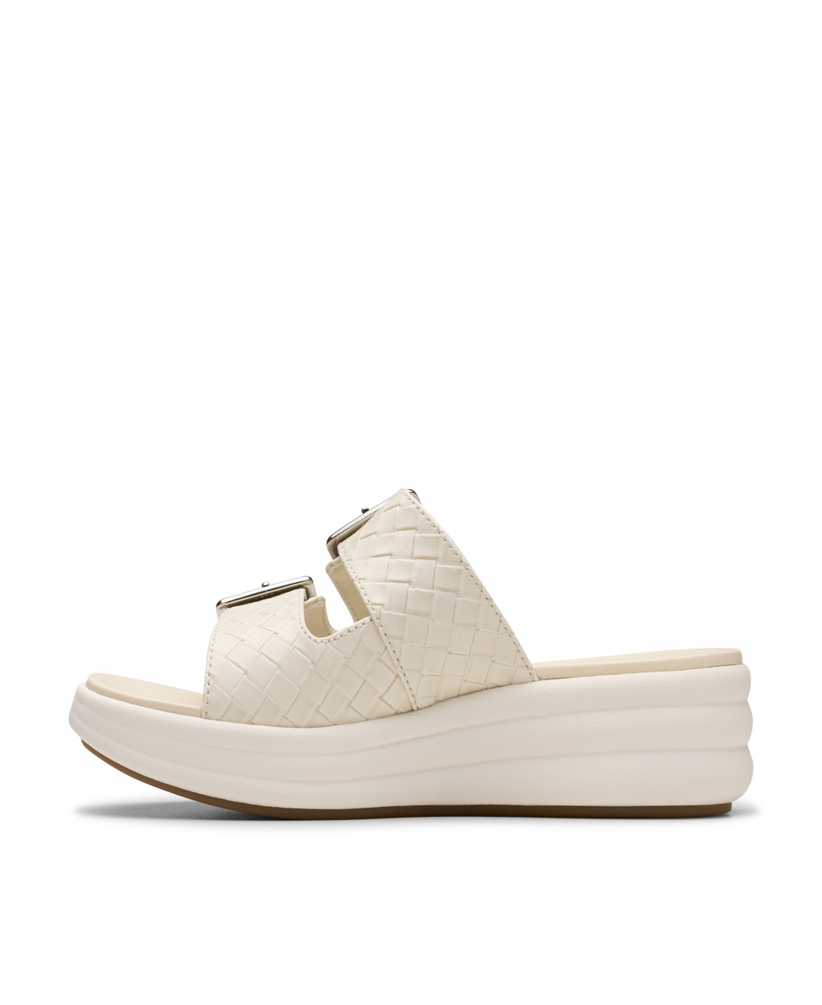 CLARKS WOMEN'S DRIFT BUCKLE SLIP-ON SLIDE WEDGE SANDALS 