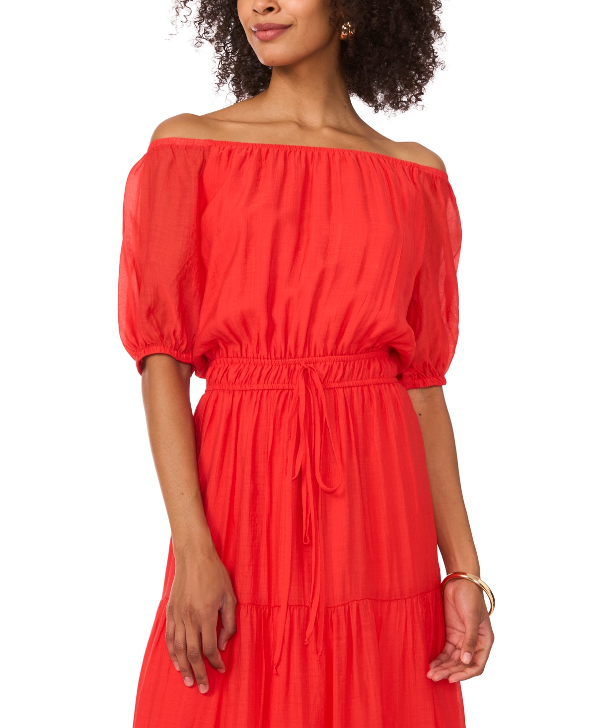 Vince Camuto Off The Shoulder Tiered Maxi Dress In Cayenne