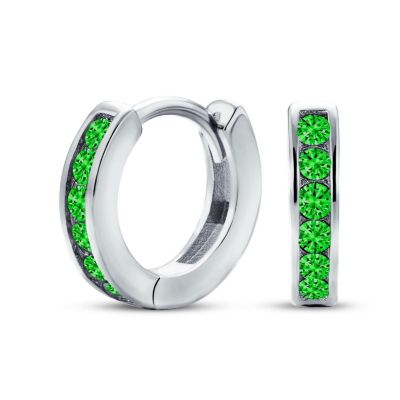 Tiny CZ Channel Set Cubic Zirconia Huggie Mini Hoop Earrings .925 Sterling Silver