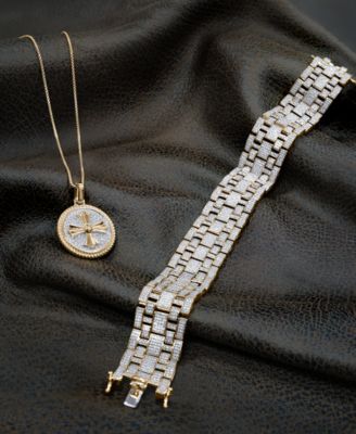 Men's Diamond Bracelet (4 ct. t.w) in 14k Gold-Plated Sterling Silver & Sterling Silver 