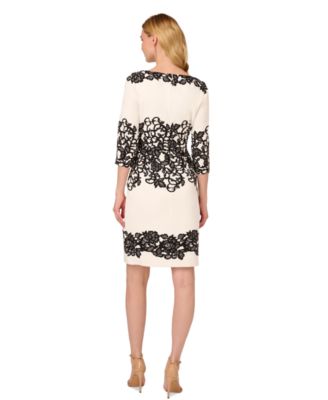 Women's Scroll Lace 3/4-Sleeve Sheath Dress
